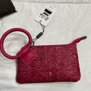 Montana West Floral Embossed Pink Wristlet